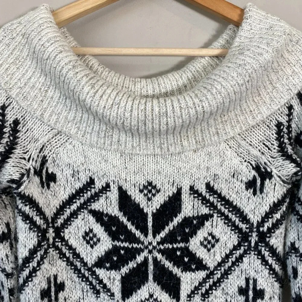 Abercrombie & Fitch Cowl Neck Fair Isle Knit Sweater Dress Womens Small Gray Y2K - Picture 6 of 13